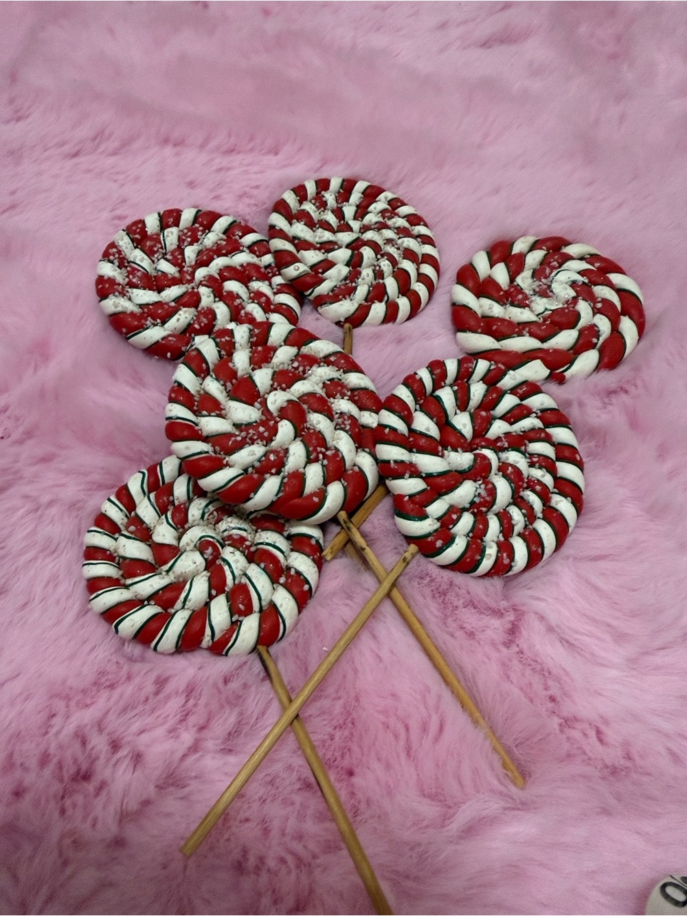 Christmas Red & White Swirl Lollipop Picks